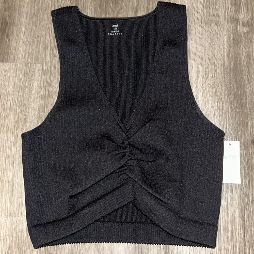 🩷FIRM PRICE🩷 Aerie black front twist cropped top - Picture 2 of 5